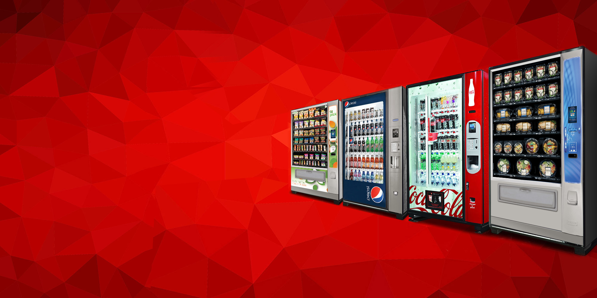 Beverage vending machines, snack vending machines, and food vending machines